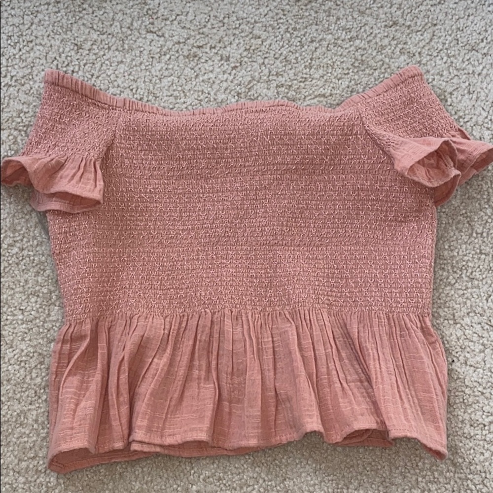 Ruffle off the shoulder american eagle top